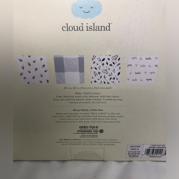 CLOUD ISLAND set of 4 receiving blankets, 100% flannel, 30”X 30”, NIB - Picture 3 of 3